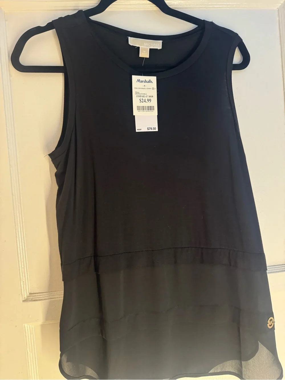 Michael Kors Black Layered Chiffon Hem Sleeveless Camisole